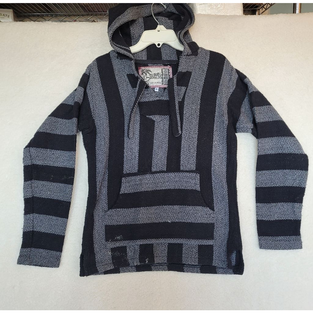 Men's Miguel Geraldo Baja Hoodie Sweater S Black Grey, Paint stains